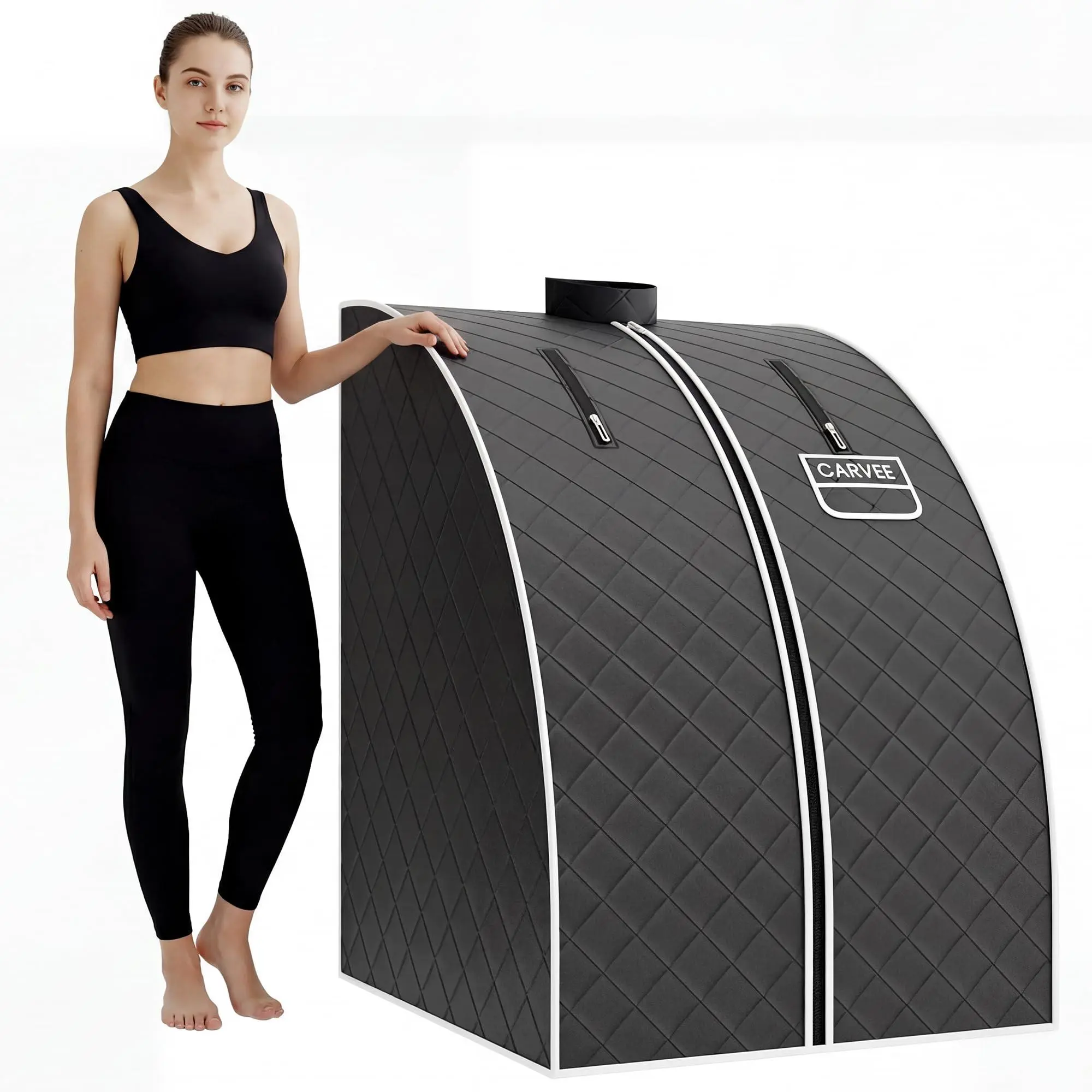 GARVEE Portable Steam Sauna,Portable Infrared Sauna with1000W Steamer，Home Steam with 5-Layer Waterproof, 600D Encrypted Fibre, Easy Setup Quick Heat-Up Foldable Sauna for Home Spa（Grey）
