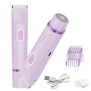 2 in 1 Women's Body Shaver, Women's Body Shaver, Dual Head Electric Rechargeable Trimmer, Wet and Dry, Dual Head Shaver Women for Face, Lips, Chin, Legs, USB Rechargeable Shaver (Purple)