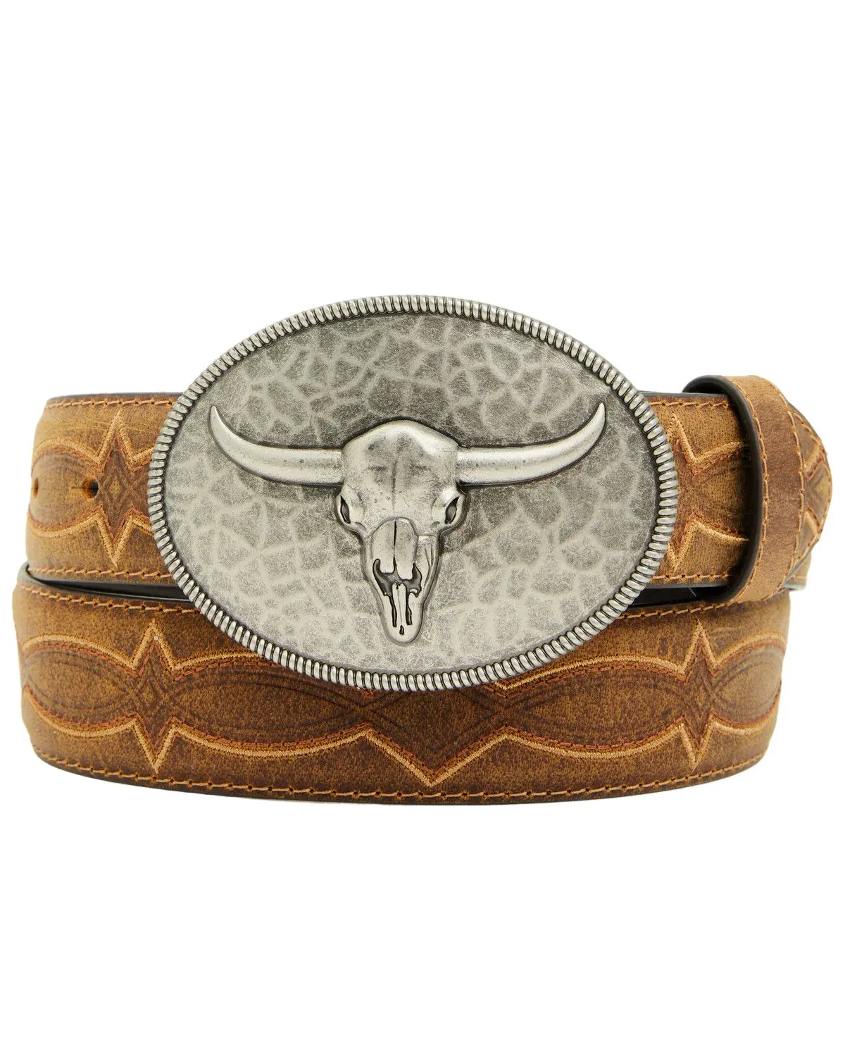 Cody James Men's Men'S Carson Hammered Longhorn Buckle Belt - Cjasu25bt5-Bn