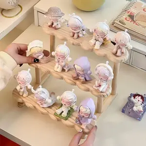 Solid Wood Display Stand, Display Shelf for Collectibles and Plants, Desktop Storage Rack for Funko Pop Blind Box Toys, Step Ladder Design