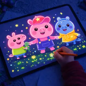 Educational Toy Drawing Pad 3D Magic 8 Light Effects Puzzle Board Sketchpad