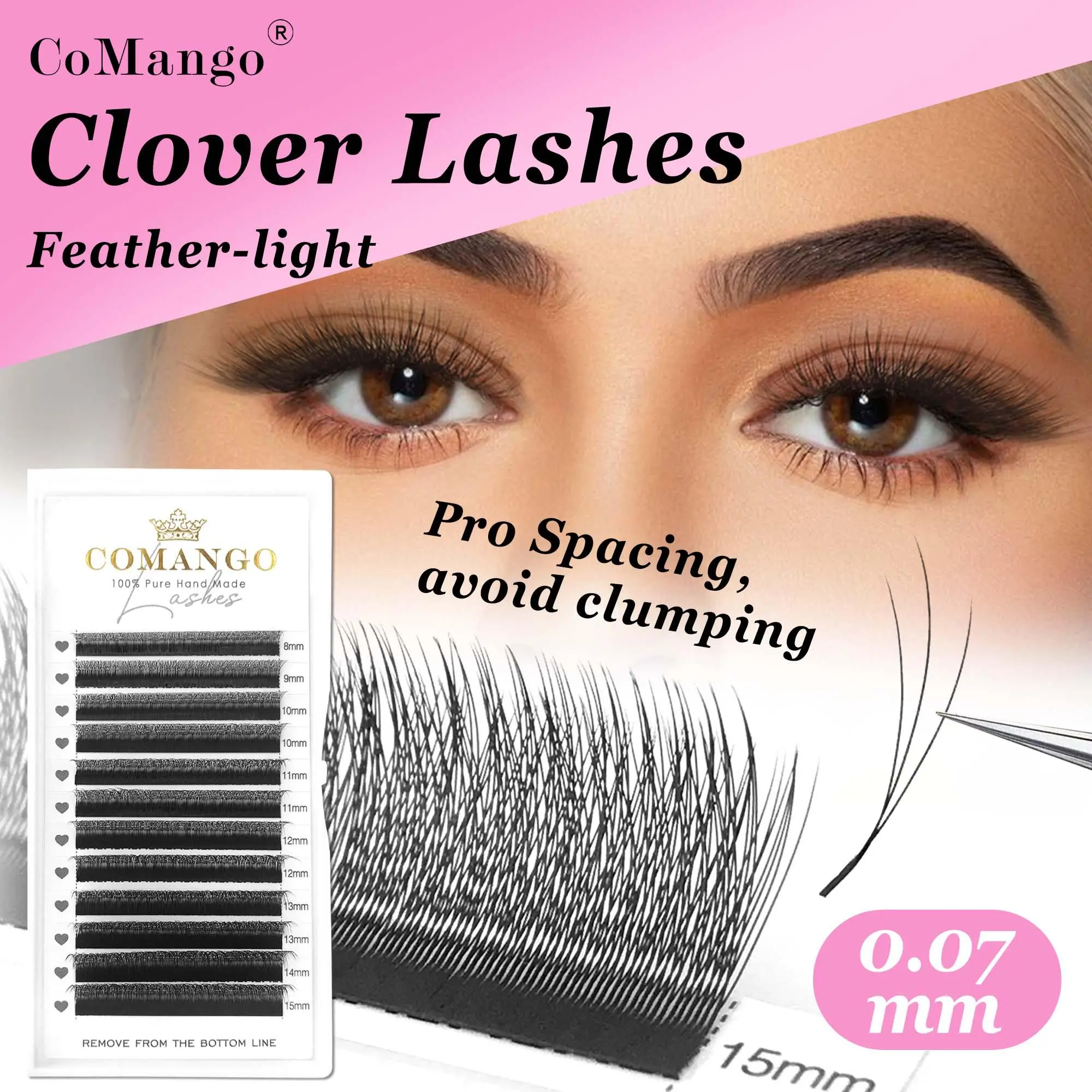 CoMango Narrow 3D Lashes W Shaped Eyelash Extensions 12Rows/Trays Russian Volume Wholesale High Quality Natural Lashes 2026 New