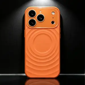 Magnetic Full-Cover Phone Case for IP 17/16/15 Pro Max, Large-View Wave Pattern, Liquid Silicone, Lens Protector, Comfortable Grip, Fashionable Versatile Unisex Design outdoorfun