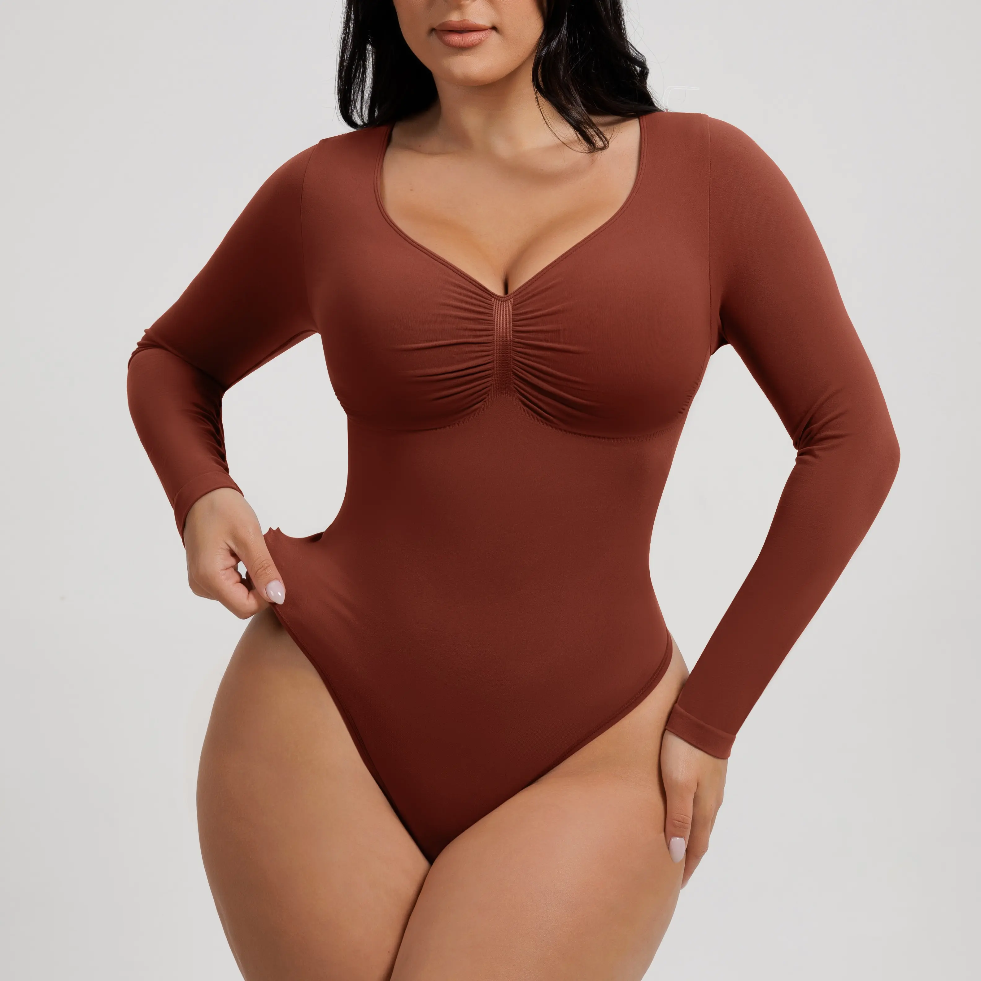 FeelinGirl #livestream Long Sleeve Thong Bodysuit for Tummy Control Womenswear Seamless FeelinGirl #livestream Long Sleeve Thong Bodysuit for Tummy Control Womenswear Seamless