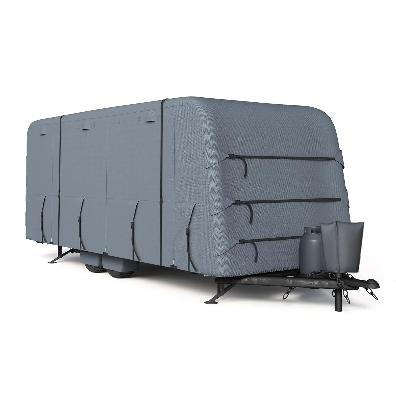 GARVEE RV Cover 21-24ft: 6 Layers Travel Trailer Cover, Windproof Waterproof Rip-Stop RV Covers, Heavy Duty Camper Cover with 4 Tire Covers, 2 Straps, and Adhesive Repair Patches