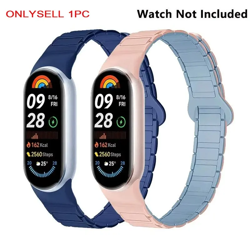 Magnetic Band for Xiaomi Mi Band 9 Bracelet, Smart Band 8 Strap Replacement, Sport Silicone Wristband for Mi Band 9, Wearable, Smart Watch Accessories