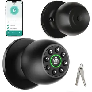 Fingerprint Door Lock, Fingerprint Door Knob with Keypad, Biometric Door knobs with App Control, Keyless Entry Door Lock, Door Knob with Lock for Bedroom, Garage,  & Office