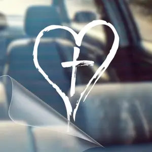 Heart Cross – Christian Car Decal Sticker