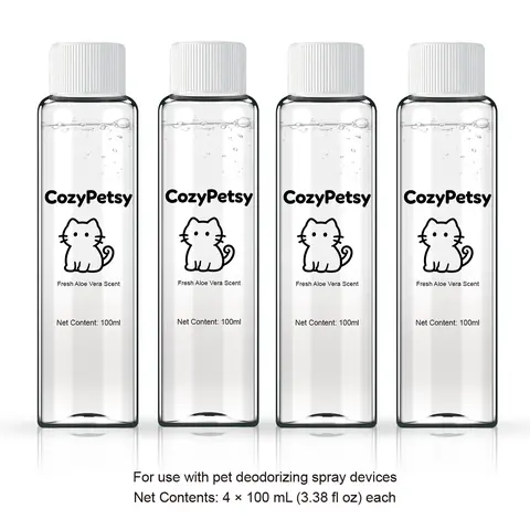 CozyPetsy Pet Odor Eliminator Cleaner Refill Pack - 4pack Refill (400ml), Stain Remover, Animal Deodorizing Solution that Fights Odors for Dogs & Cats