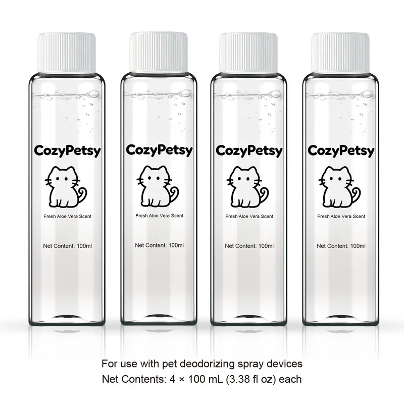 CozyPetsy Pet Odor Eliminator Cleaner Refill Pack - 4pack Refill (400ml), Stain Remover, Animal Deodorizing Solution that Fights Odors for Dogs & Cats