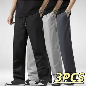3-pack men’s casual long pants, lightweight breathable long pants, casual athletic pants
