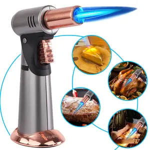 Kitchen Blow Torches，Butane Torch Lighter, Butane Refillable Kitchen Cooking Torch, Torch Lighter with Safety Lock And Adjustable Flame For BBQ, Baking, Brulee Creme, Crafts and Soldering(Butane Gas Not Included)