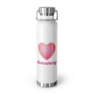 Love Democracy Heart 22oz Insulated Copper Water Bottle