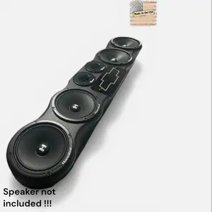 Universal Speaker Panel 4x6.5 - 2 X Tweeters Pod, Wood and Fabric, Chevy Logo