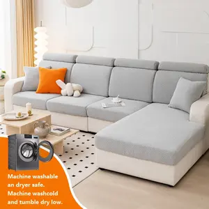 1pc Plush Elastic Sofa Slipcover, All-Season Modern Simple Design, Living Room Decorative Luxury Multi-Functional Seat Cushion Backrest Cover