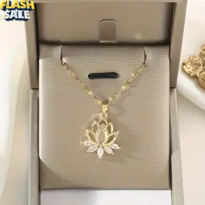 Elegant Lotus Shape Zirconia Fashion Necklace for Women, Daily Wear, Wedding, Birthday Gift, Valentine's Day, Christmas, Mother's Day, Fashion Jewelry