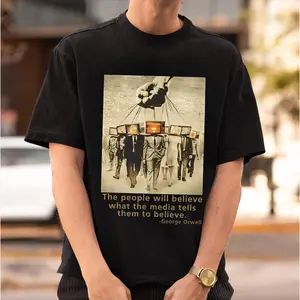 George Orwell Quote T-shirt, 1984 Inspired, Media, Free Speech Tee, Anti War, Anti Censorship, Peace, Awareness, Conservative Tee