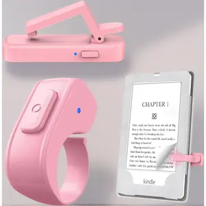 Wireless Page Turner Ring Remote Control for Kindle iPhone iPad Android Tablets E-Reader Camera Shutter Selfie Video Recording Accessories Pink