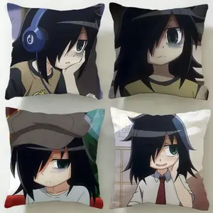 popular anime character Tomoko Kuroki Cushion Cover Ultra-Soft Reversible Plush Pillow Cover | Double-sided fluffy comfort for car, sofa, bedroom | Skin-friendly fabric | Easy clean & maintain | Stylish home decor | Perfect gift for family & friends