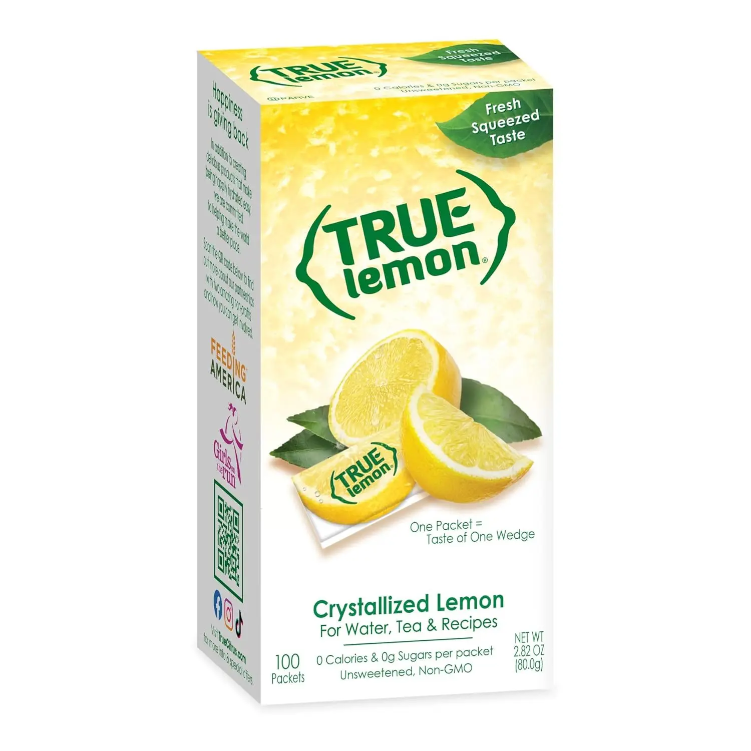 TRUE LEMON Water Enhancer, Bulk Dispenser, 100 Count (Pack of 1), 0 Calorie Drink Mix Packets For Water, Sugar Free Lemon Flavoring Powder Packets