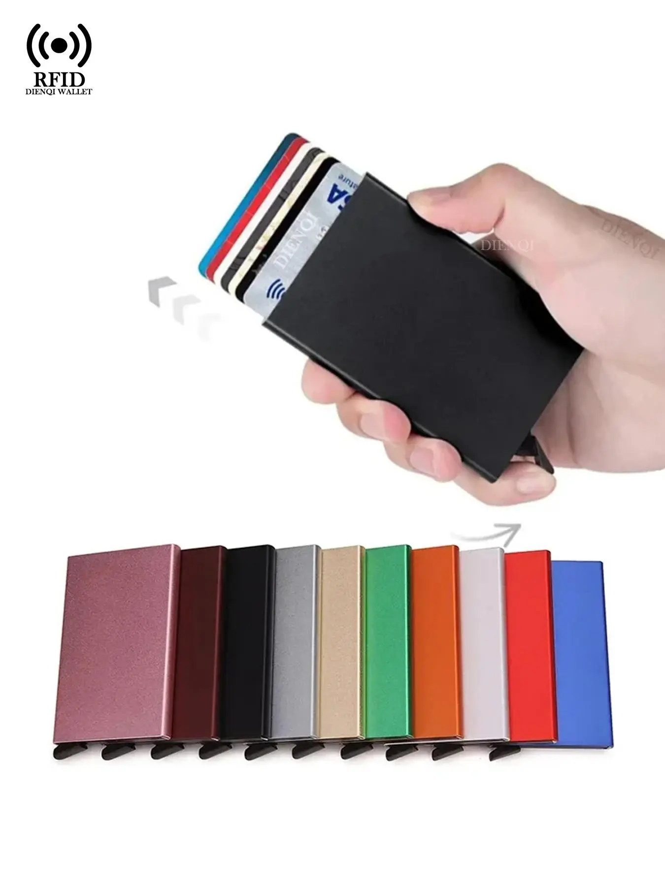 Rfid Metal Credit Card Holder Luxury Men Minimalist Wallet Cardholder Case Bag Business Supplies Card Storage Box Organizer Rfid Blocking Wallets Mini Wallets For Men Women, Rfid Shielded Wallet, Gift For Valentine's Day