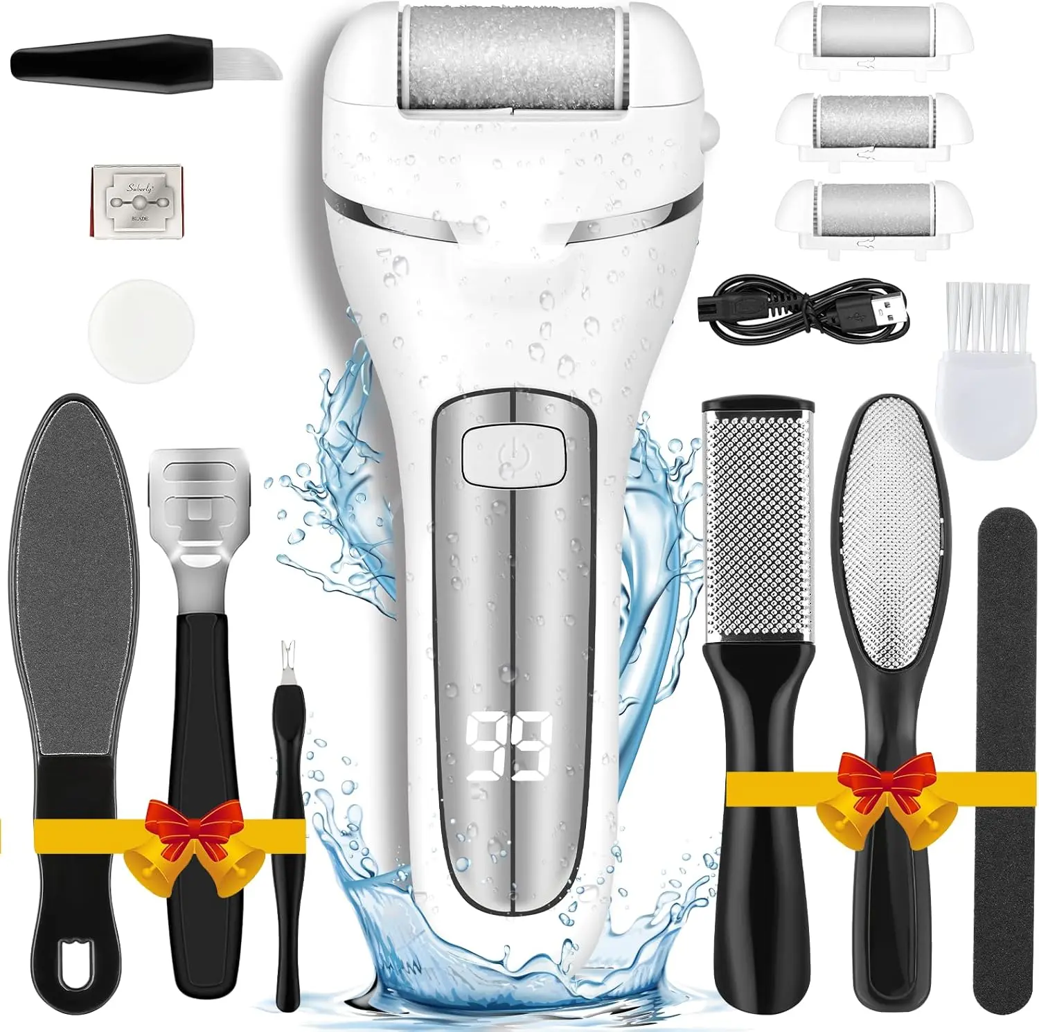 17 in 1 Electric Callus Remover Set For Feet  Portable Electronic Foot File Pedicure Tools, Electric Callus Remover Kit,  Professional Pedi Feet Care for Dead, Hard Cracked Dry Skin Ideal Gift