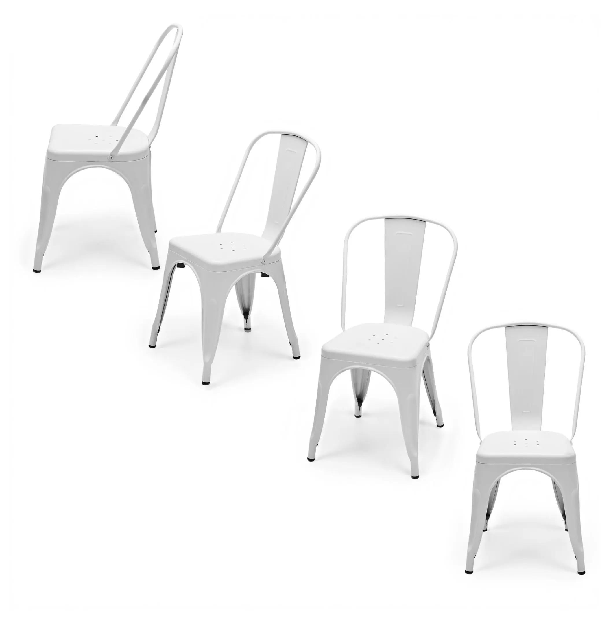 Metal Dining Chairs Set of 4, Stackable Industrial Chairs for Kitchen Dining, 300lbs Capacity, Durable Steel Frame