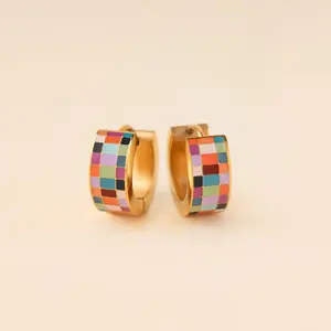 Checkered Super Chunky Huggie Hoop Earrings Checkered Super Chunky Huggie Hoop Earrings