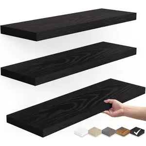 Ikea Floating Shelves, 36 inches Wall Mounted Rustic Wood Shelves for Bathroom, Bedroom, Living Room, for Storage RSet of 3 Light Decorative