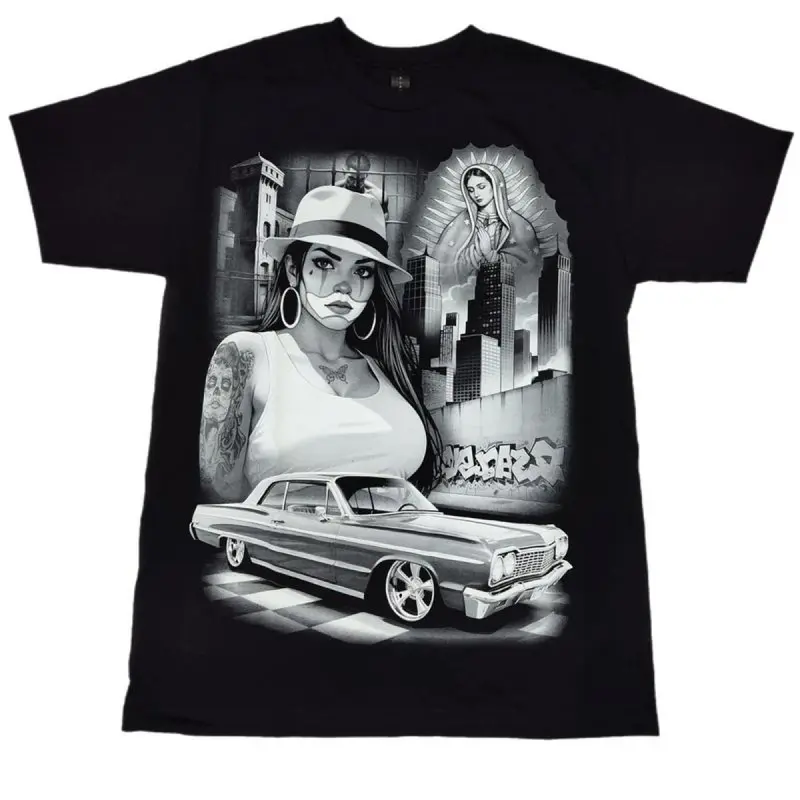 Clown Girl LowRider T Shirt Cotton Menswear Tshirt Streetwearmen gifts,graphic tees