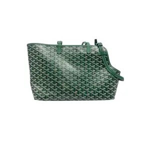Pre-owned Goyard Leather Shoulder Bags Chien Gris Green Goyardine Pet Tote Bag GR41