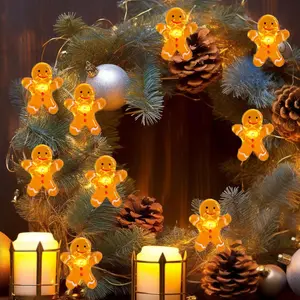 Christmas Gingerbread String Lights, USB Powered Lighting Decorations, Ideal for Christmas Themes, Walls, Trees, Houses, Weddings