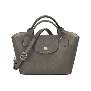 LONGCHAMP Leather Crossbody Handbag with Logo for Women in Dark Gray