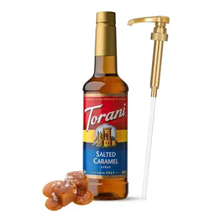 Torani Salted Caramel Syrup for Coffee, Lattes, Desserts & More – 25.4 fl oz Barista-Style Flavoring with Jimoco Pump – Sweet & Savory Coffeehouse Mixer