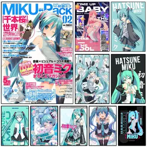 H-HATSUNE M-MIKU Poster Sticky Wall Art Printing Unique Artwork Art Illustrations Waterproof Modern Aesthetic Home Living Bedroom Decor Trendy Room Decoration Gift Durable High Quality