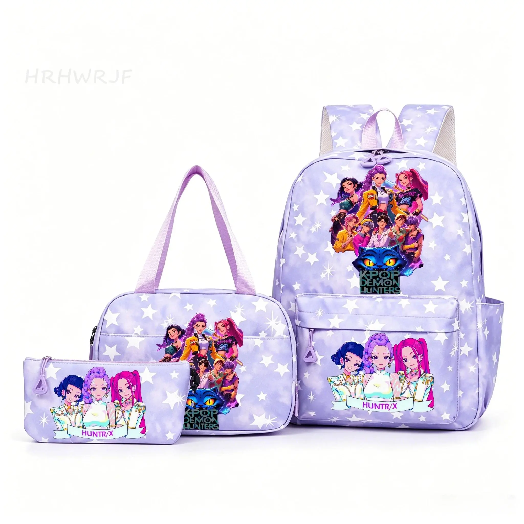 KPop Demon Hunter Backpacks Nylon Star 3pcs Rumi Mira Zoey HUNTR/X Saja Boys Fashion Schoolbag Students Backpack Travel Mochilas