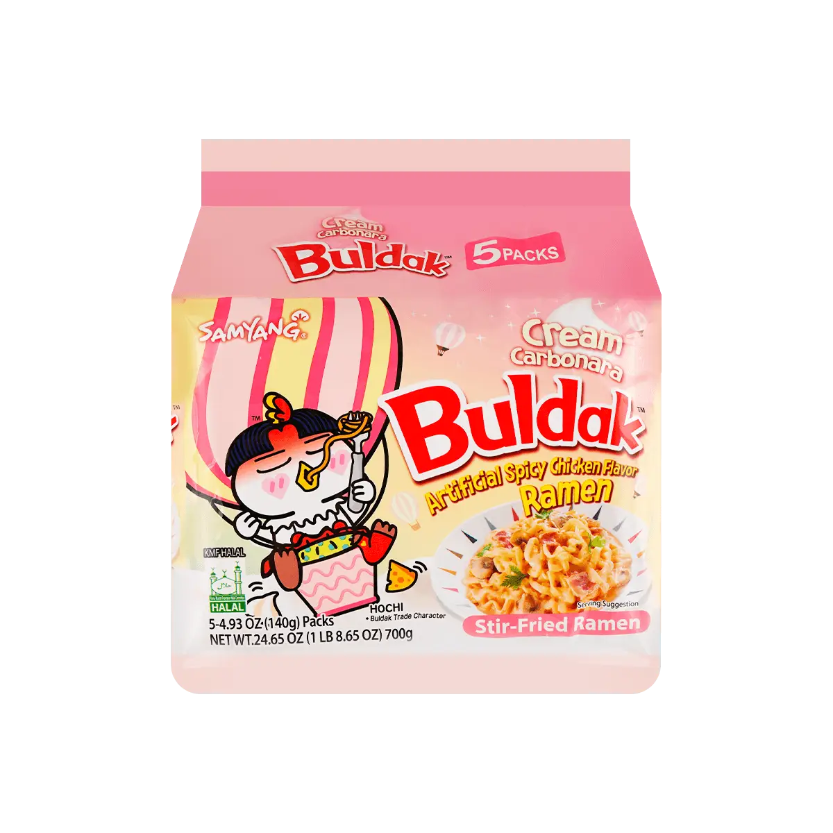 SAMYANG Buldak Cream Carbonara Hot Chicken Flavor Stir-Fried Ramen - 5 Packs* 4.93oz Korean Spicy Cheese Instant Food