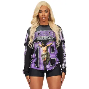 Tariqa Black/Purple Double Layer Graphic T-Shirt