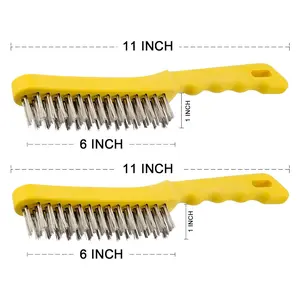 2pcs Stainl Steel Wire Brush Wire Brushes for Cleaning Rust Heavy Duty Rust Remover for Curved Handles 11 Inch for Rust Removal Deburring