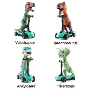 4pcs Dinosaur Scooter Toy Pull Back Fans, Finger Kick Scooter Ornaments, Dinosaur Gift Sets, Birthday Party Gifts, Christmas Gifts