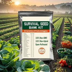 30,000 Non-GMO Heirloom Vegetable Seeds – Compact Survival Seed Vault with 100 Packets & 30 Varieties for Preppers, Campers, Hikers & Off-Grid Emergency Food Security