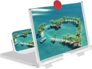 12" Screen Magnifier Amplifier with Mobile Phone Holder for Movies Videos Red Gift Choice for Cellphone Smartphone Stand Enhance Viewing Experience