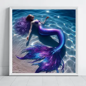 Mermaid Diamond Painting Kit, Adult Art Craft Set, DIY 5D Round Drill Home Decor, Beginner Friendly Wall Decoration