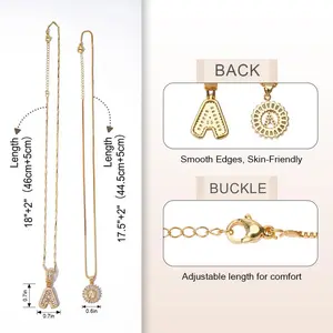 Unisex Initial Necklace Jewelry Set, Bubble Necklaces with Cubic Zirconia Pendants, Stylish Gold Jewelry for Daily Wear, Gifts for Women, Anniversary Accessory