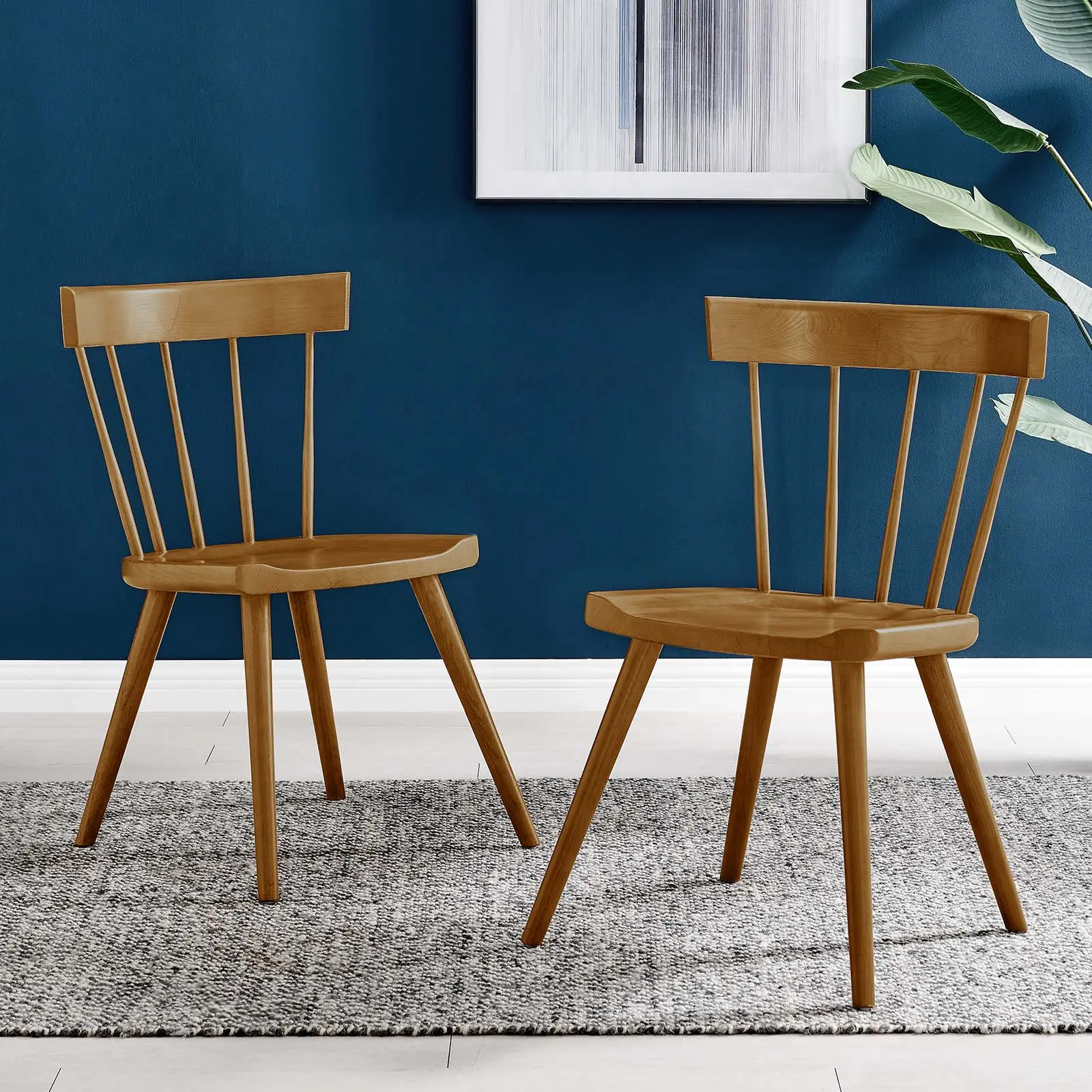 Modway Sutter Wood Dining Side Chair Set of 2, Walnut Indoor Furniture, Dining Room Chairs with Wood Legs, Wood Legs Chair
