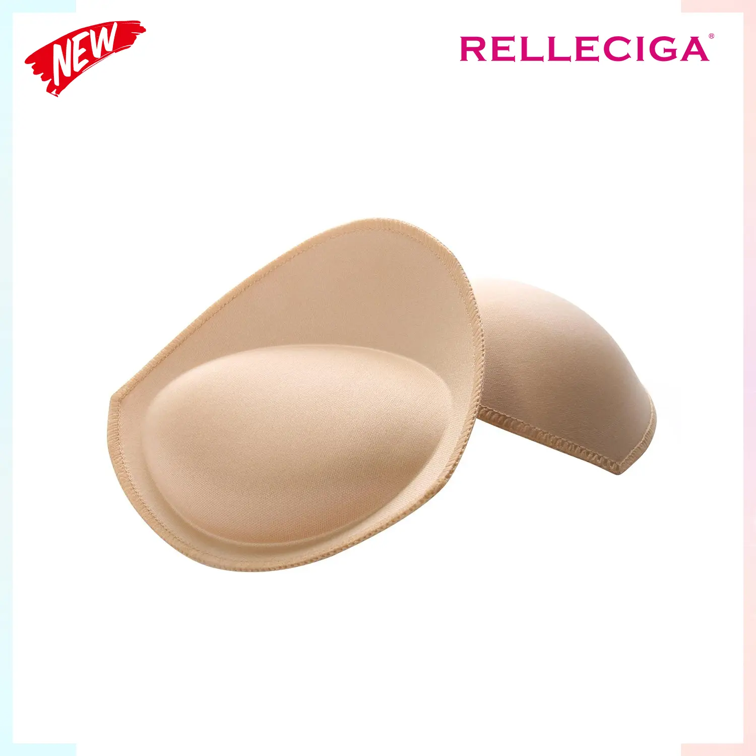 RELLECIGA SwimWeek Women's Polyester-Natural Sponge Bra Padding - Lightweight Fit, Push-Up, Removable Pads, Volume Boost, Hand Wash Compatible with Sports Bras, Scoop Under Shirts