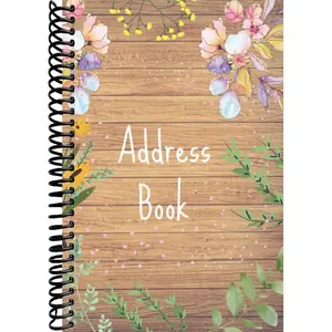 Address Book: Address & Phone Number Book with Alphabetical Tabs - Log Book To Record Contacts, Phone Numbers, Addresses, Emails, Anniversaries, ... For Women) - Pretty Rustic Wood & Flowers