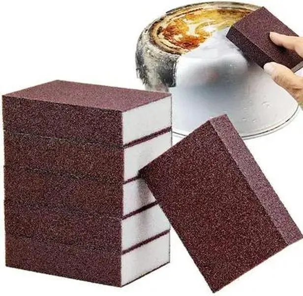 5-Pack - Diamond Sand Sponge Magic Eraser for Kitchen Pot Washing, Dishwashing, Cleaning, Stain Removal, Pot Bottom Black Grime, Rust Removal, Pot Scrubbing Magic Tool