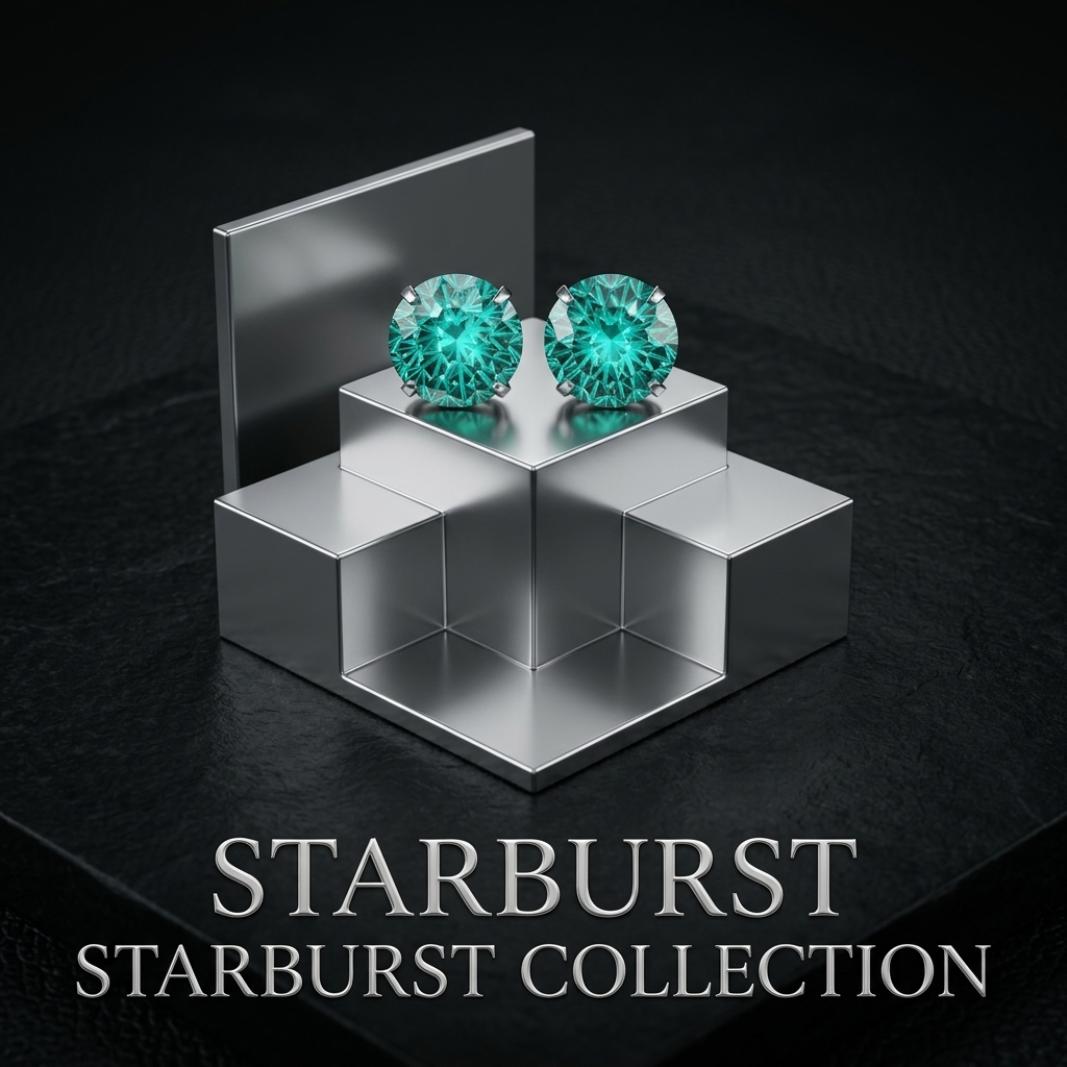 Sterling Silver Flat Back Gemstone Stud Earrings, 8mm Round Teal Blue CZ Disc Studs, Hypoallergenic 4-Prong Basket Setting, Aquamarine-Tone Earring Back Jewelry for Sensitive Ears (Gift for Cartilage Tragus Helix), Flat Back Earrings