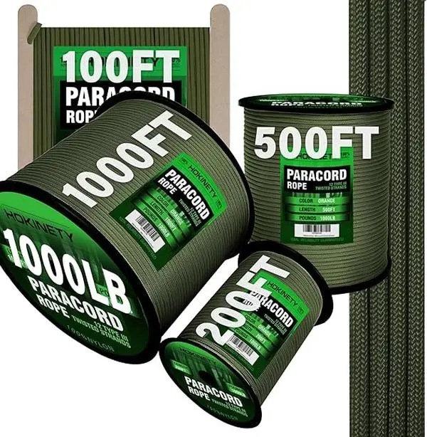 1000Ib Paracord Rope - 100ft / 200ft / 500ft / 1000ft 4mm,12 Strand Parachute Spool Cord,para Cord Lanyard for Camping,Hammock,Clothsline,Hiking,Fishing,Survival braceletand Survival, Armygreen
